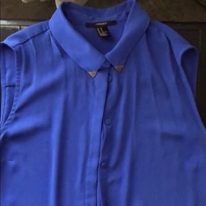 Blue dressy button down tank